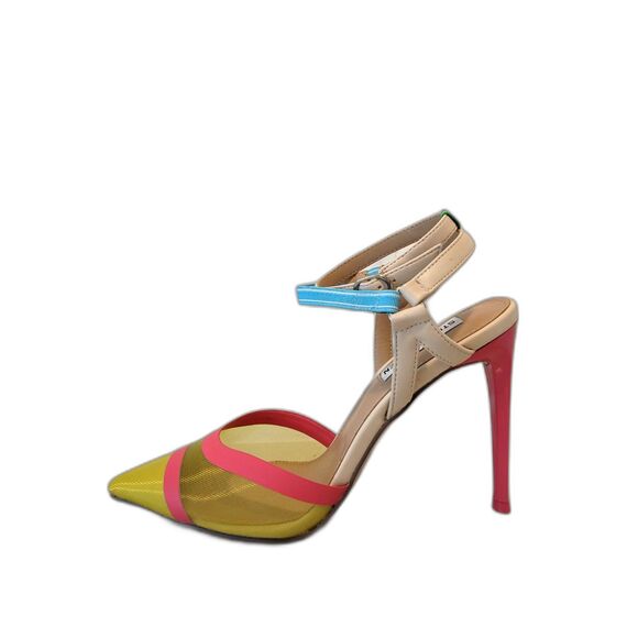 NWOT Steve Madden AFORD Yellow Multicolor Mesh Toe Stiletto Ankle Strap Heel, 7 - Picture 5 of 15